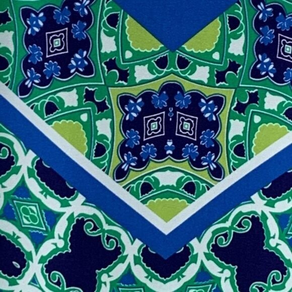 Maggy London Blue Green Geometric Print Sheath Dress Size 4 - Picture 8 of 11